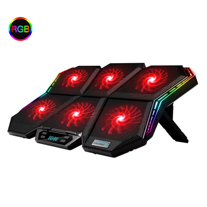 Gaming RGB Laptop Cooler 12-17 Inch Led Screen Laptop Cooling Pad Notebook Cooler Stand with Six Fan and 2 USB Ports