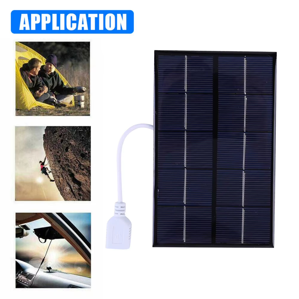 USB Solar Panel Charger 5W 5V Portable Solar Panel Polysilicon Solar Plate for 3-5V Battery/Phone Charging for Outdoor Camping