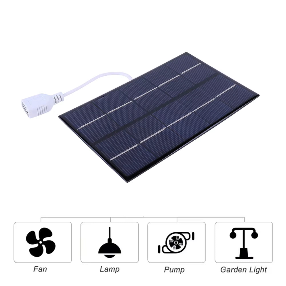USB Solar Panel Charger 5W 5V Portable Solar Panel Polysilicon Solar Plate for 3-5V Battery/Phone Charging for Outdoor Camping